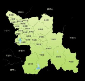 용인 지역 지도